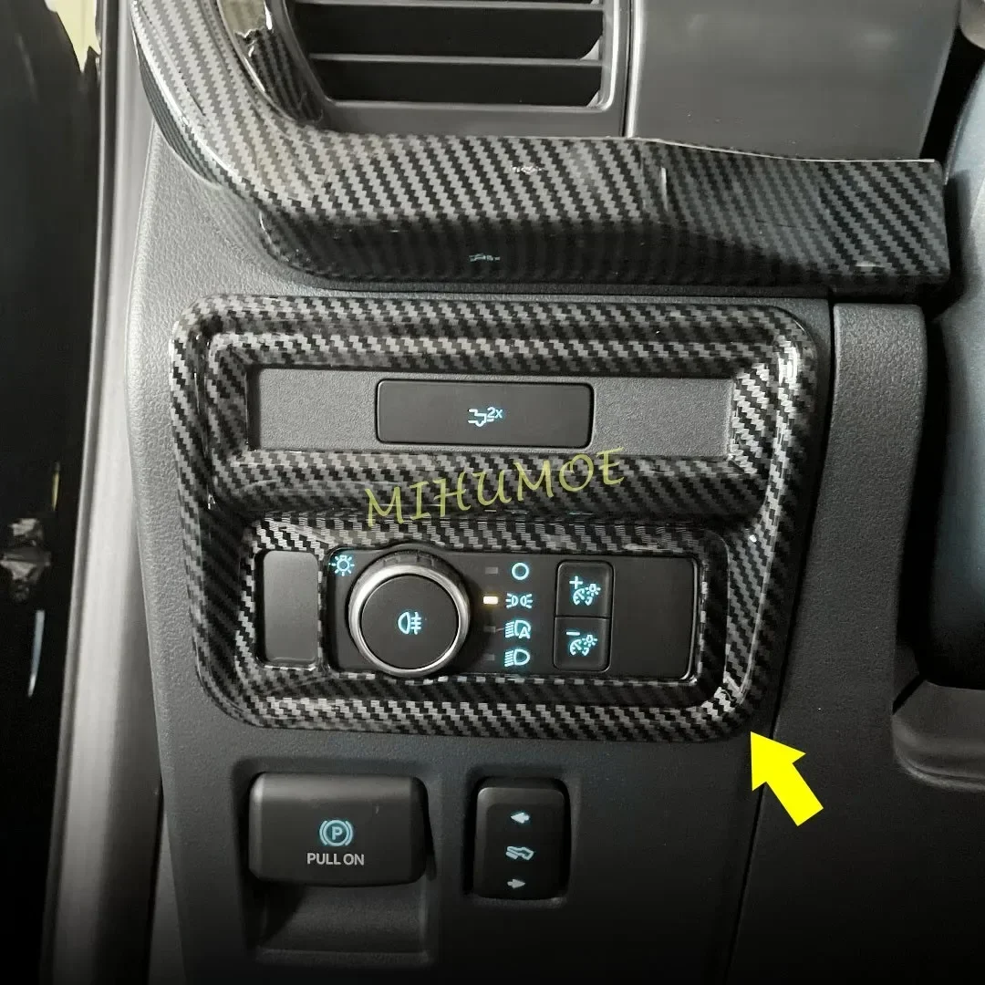 

Для Ford F-150 F150 2021-2024 гг., накладки на крышку переключателя фар центральной консоли из углеродного волокна
