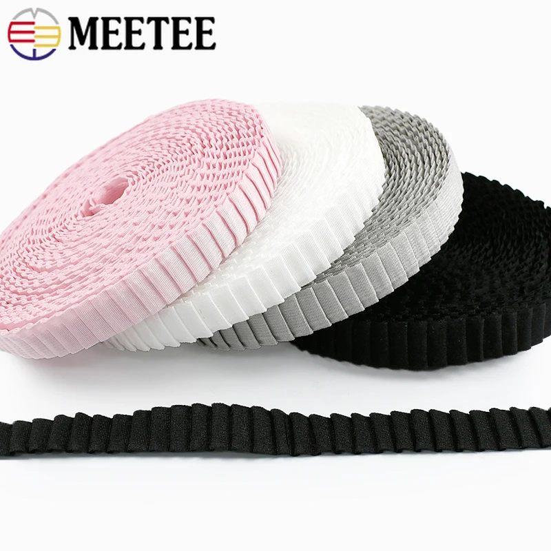 10Meter 13mm Pleated Elastic Band Underwear Strap Pants Belt Rubber Bands Skirt Shoes Socks Decor Sretch Tape Sewing Accessories