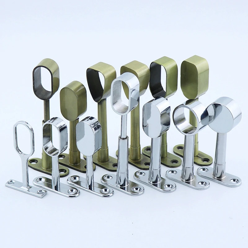 

1PCS Round Head Wardrobe Cabinet Clothes Through Seat Steel Pipe Accessories Hanging Rod Curtain Tube Seat Solid Towel Seat