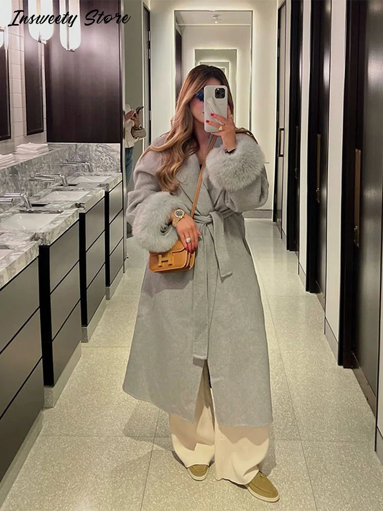 أنيقة الصلبة معطف طويل المرأة بدوره إلى أسفل طوق الدانتيل يصل كم كامل الكلاسيكية معطف دافئ 2025 سيدة جديدة الخريف الشتاء لباس غير رسمي