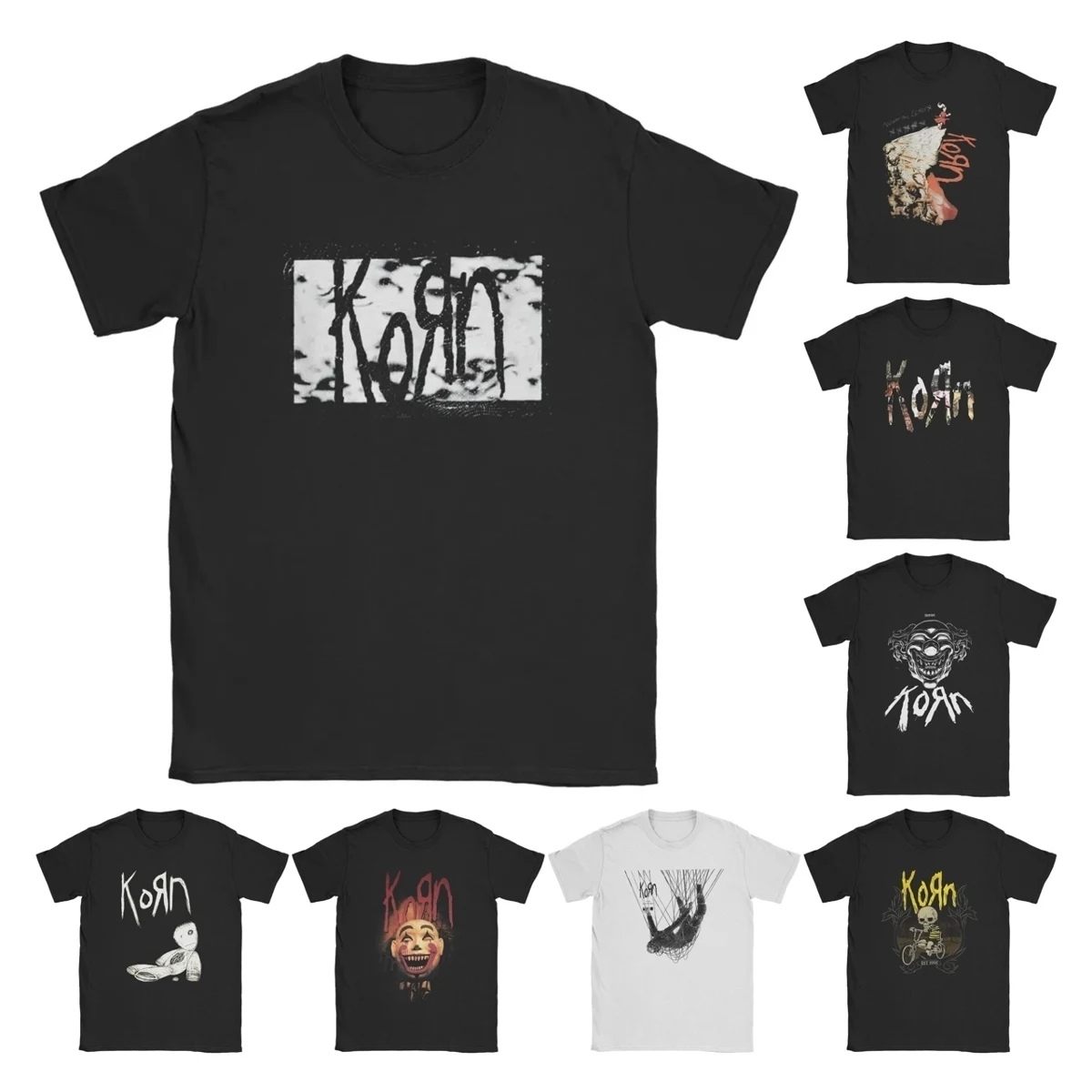 Men Korn Gritty Logo Music T Shirts American Singer Rock Band Cotton Tops Cool Short Sleeve Crew Neck Tee Original T-Shirts