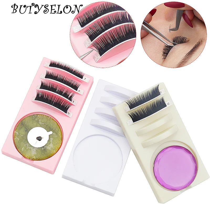 1pcs Acrylic Eyelash Glue Bows Pallet Lash Lift Palette Tray Pad Eyelashes Extension Glue Holder Stand Assist Makeup Tools