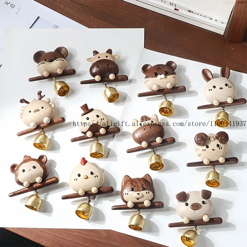 

Zodiac Dopamine Balcony Wind Chime Pendant Solid Wood Doorbell Home Reminder Bell Pendant