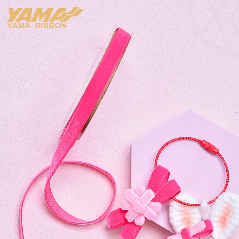 YAMA-Monochrome Velvet Ribbon for Wedding Crafts, Garment Accessories, Shops have 10 Kinds of Size, 4 in, 6mm, 70 Yards/Lot