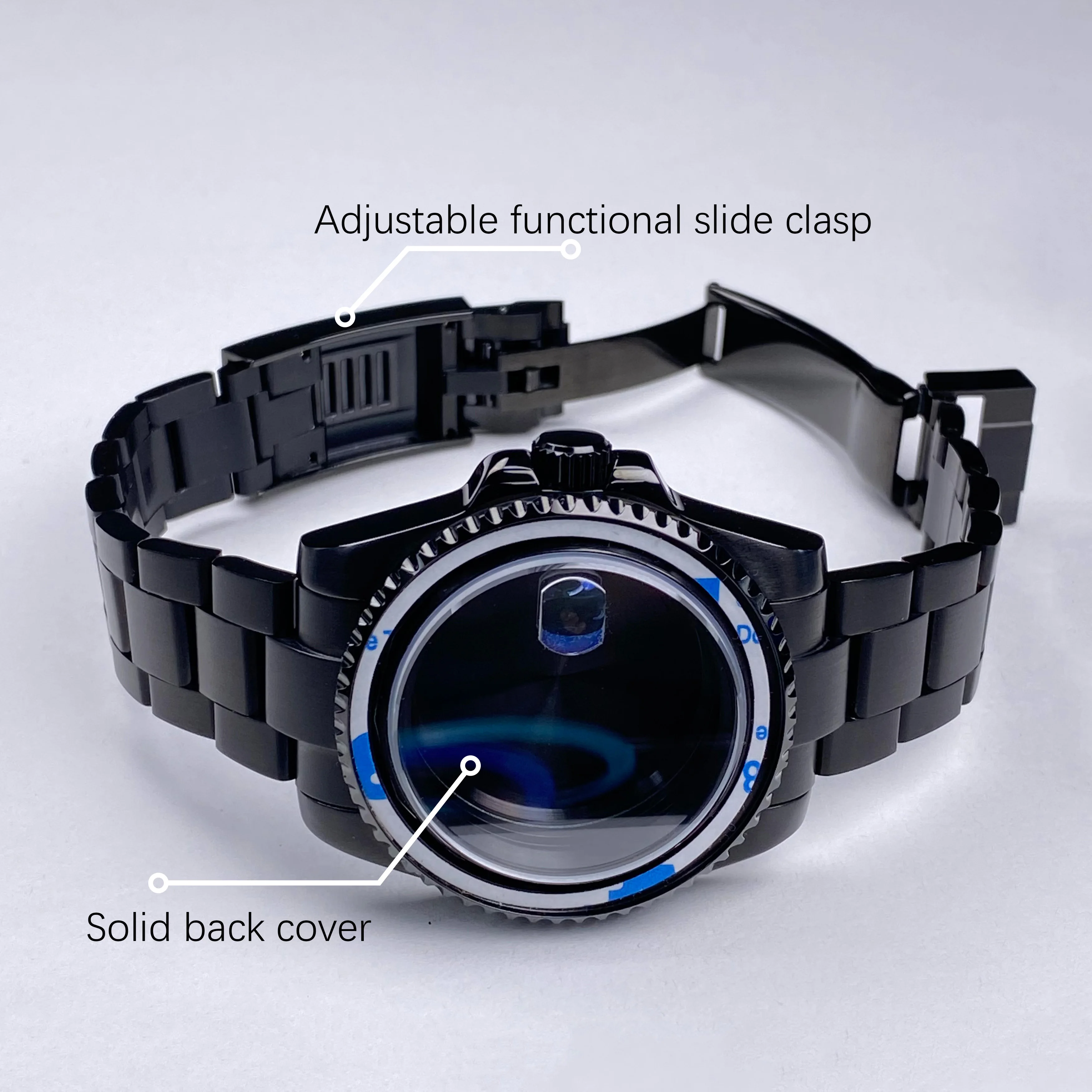 Cassa per orologio NH35 nera 40mm di alta qualità 100m impermeabile in acciaio inossidabile vetro zaffiro adatto al movimento nh34 nh35 nh36 quadrante da 28,5 mm