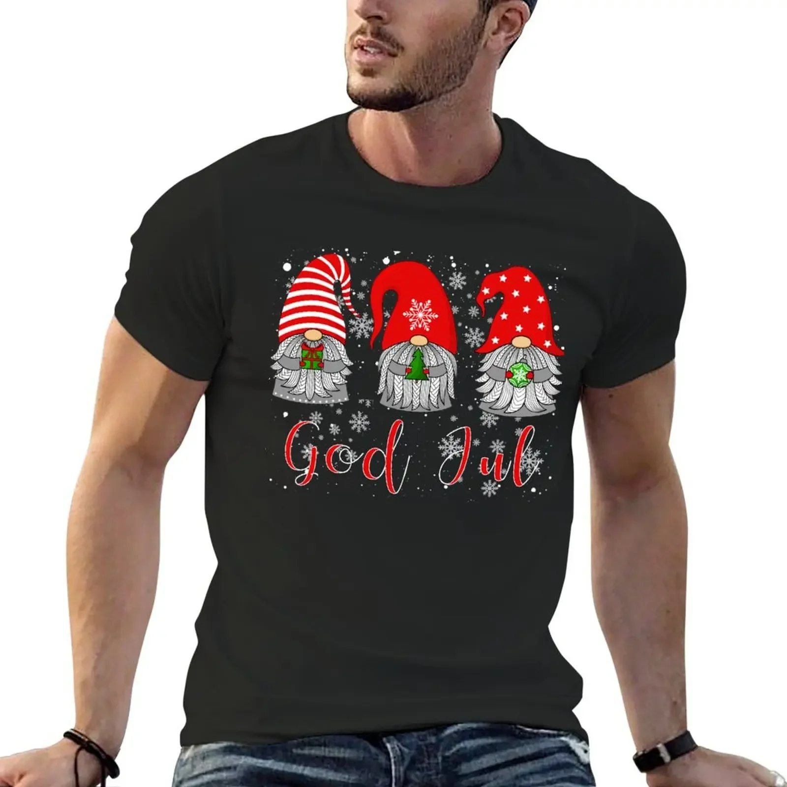 Scandinavian Gnomes God Jul Tomte Swedish Christmas Nordic Shirt T-Shirt summer tops blacks t shirts for men pack