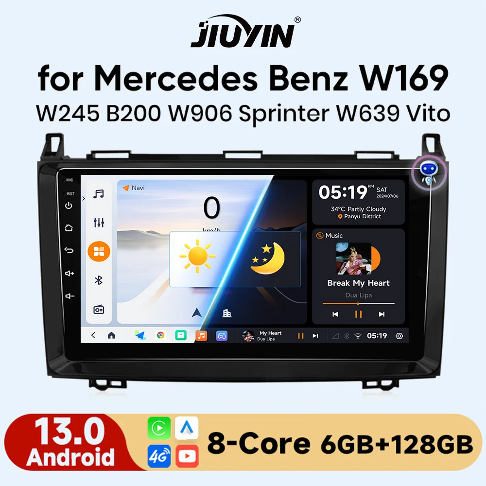 

JIUYIN wireless CarPlay Car Radio For Mercedes Benz W169 W245 B200 W906 Sprinter W639 Vito Android Auto No 2 din 2din DVD