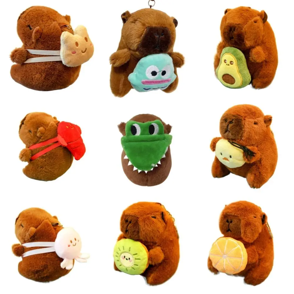 Kawaii Multi Style Plush Capibara Kapibala 12cm Guinea Pig Pendant Birthday Gift Soft Keychain Car Couple