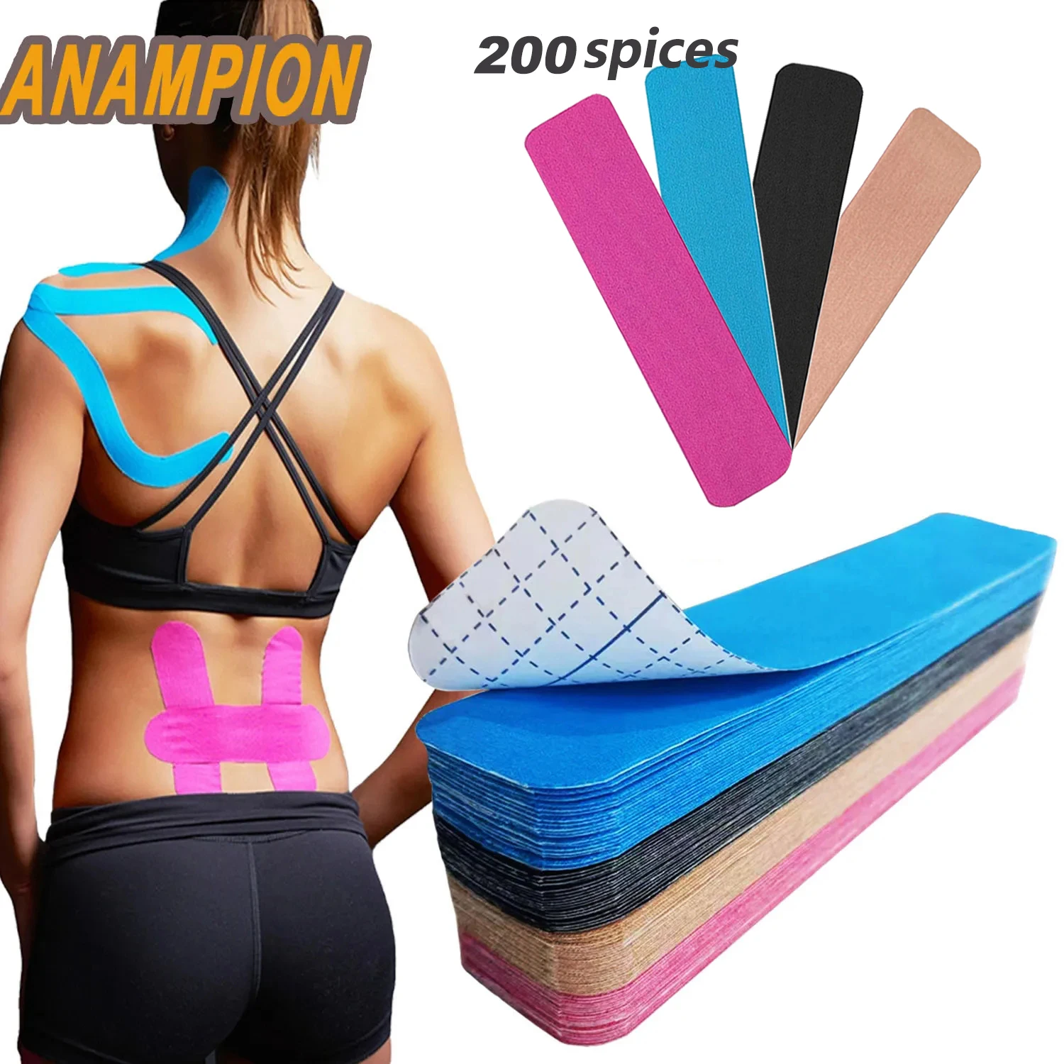 200 Precut Strips Fitness Tape Pro Athletic Sports  Waterproof Elastic Athletic Tape Muscle Pain Relief Sports Protection