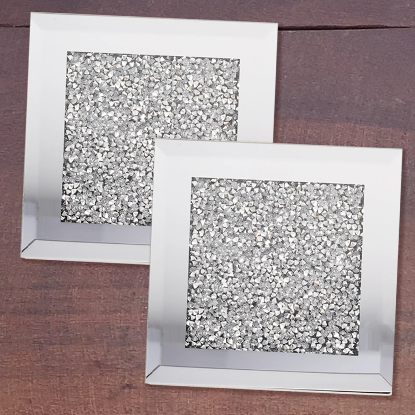 

4Pcs Creative Rhinestone Glass Coasters Scratch Resistant Heatproof Mug Pads for Dining Room Kitchen Cup Cushion