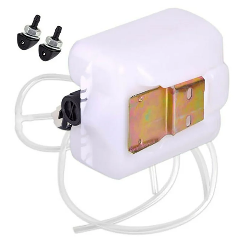 2Pin Car Windshield Washer Reservoir Bottle Tank With 12V Pump Hose Jet