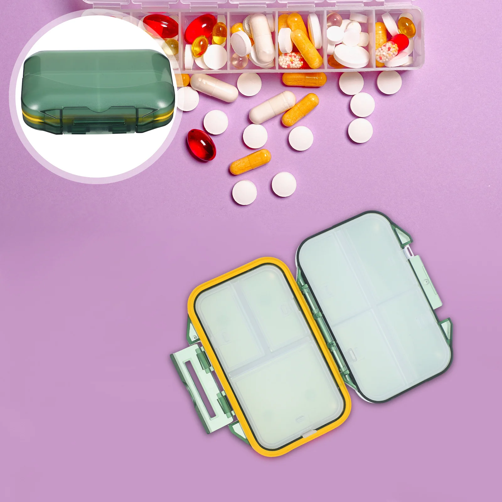 

Portable Waterproof Pill Organizer Dual-Layer Transparent 7 Compartments Weekly Pill Case Travel Medicine Box Elderly Daily Use