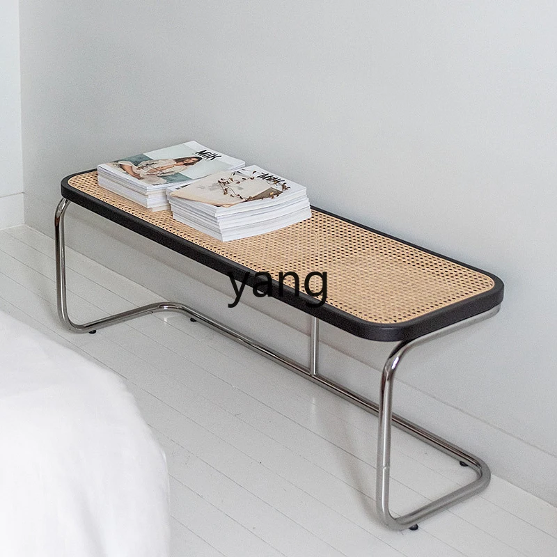 xyy rattan bench retro stainless steel shoe changing stool homestay home entrance bedside stool