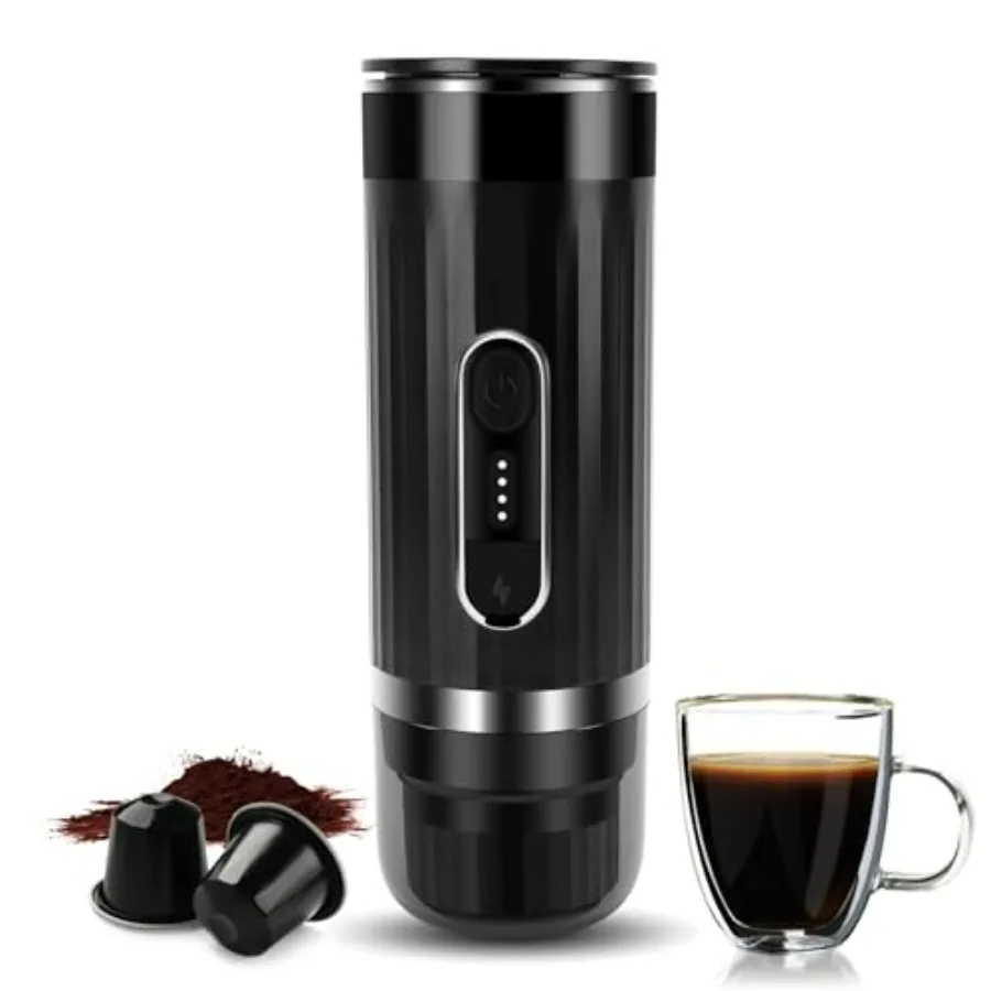 

Portable Espresso Machine Travel Coffee Maker with USB-C Self-Heating for RV Hiking Camping Office Compatible with Ground Coffe