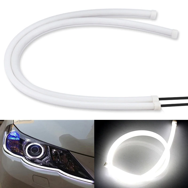 2 PCS Car LED Strip Lights Styling HeadLight DRL 12V 30CM 45CM 60CM Flexible Soft Tube Guide Turn Signal Daytime Running Lights