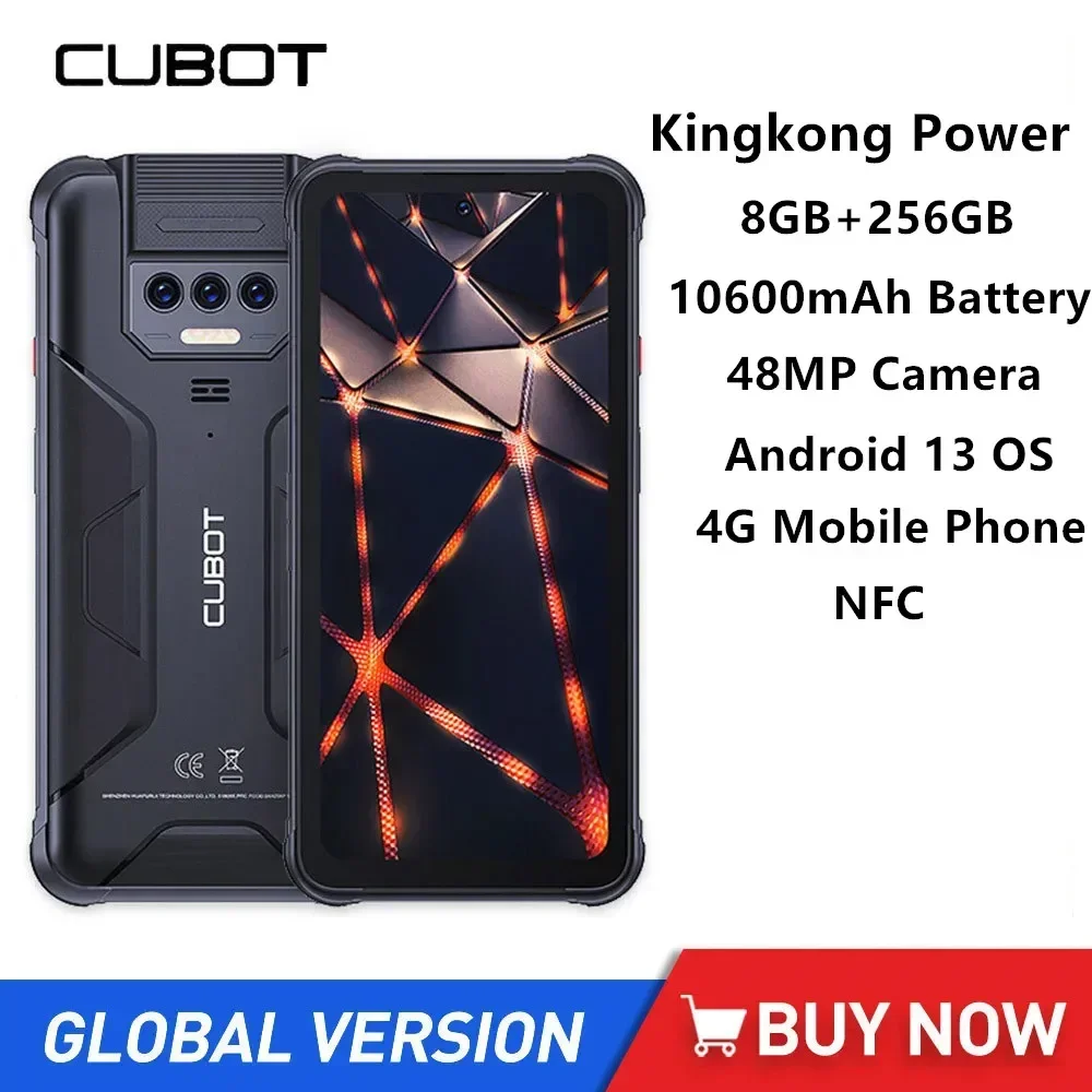 Cubot KingKong Power wytrzymałe 4G smartfony 6.5 Cal Octa Core 8GB + 256GB Android 13 telefon komórkowy 10600mAh bateria 48MP kamera NFC