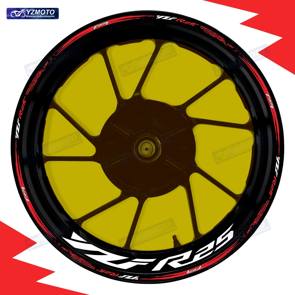 

For YZF R25 Motorcycle 17 Inch Front And Rear Wheel Sticker Hub Decal Modified Reflective Waterproof Decorative Rim Stickers