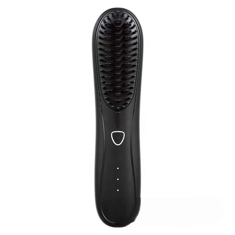 مشط صغير لاسلكي 2 في 1 لتجعيد الشعر المستقيم واستقامة الشعر، فرشاة مستقيمة بالأيونات السالبة للاستخدام المنزلي في الفنادق