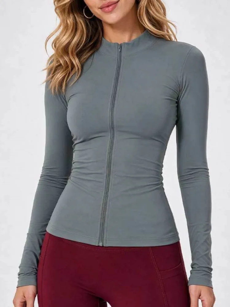 One Piece Sports Long Sleeve Solid Top Women Gym Yoga Top Workout Clothes Sports T Shirt Fitness Activewear Running Tight Tops
