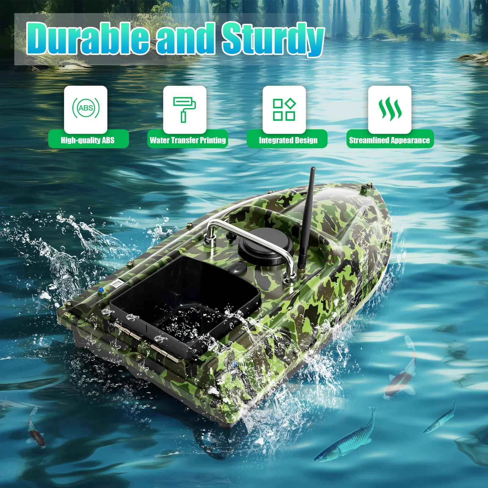 Portable Fishing Bait Boat 500m Remote Control Rechargeable Bait Boat 1.5KG Large Capacity Outdoor Fishing Tool with LED Lights