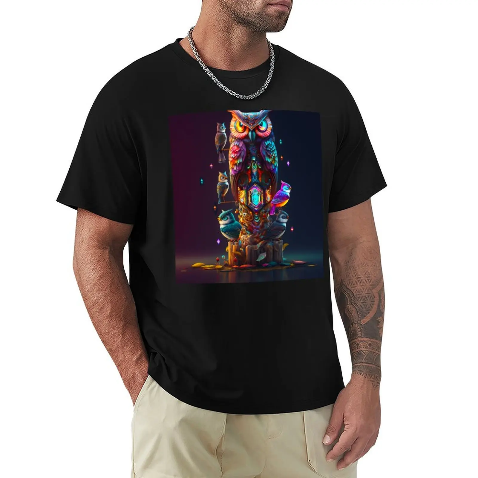 

Psychedelic Owl Guardian T-Shirt graphic t shirt vintage hippie clothes vintage clothes men graphic t shirts