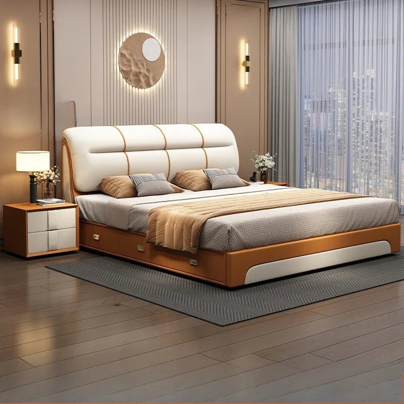 

Castle Modern Bed Nordic Design Beauty Storage Queen Frame Luxury Bed European Sleeping Platform Wooden Beliche Salon Furniture