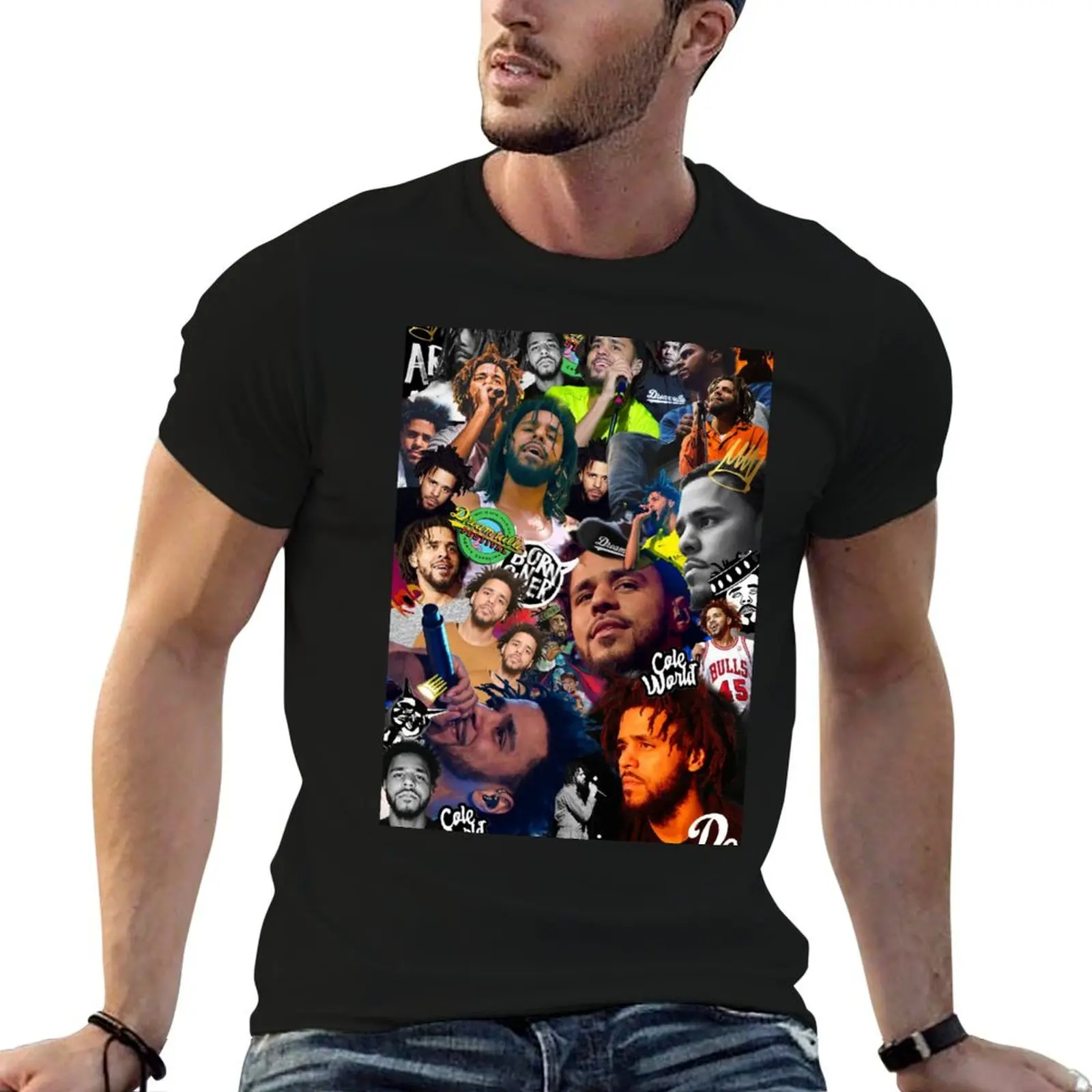 

J Cole Collage T-Shirt man t shirt heavy cotton t shirt man casual T-Shirt