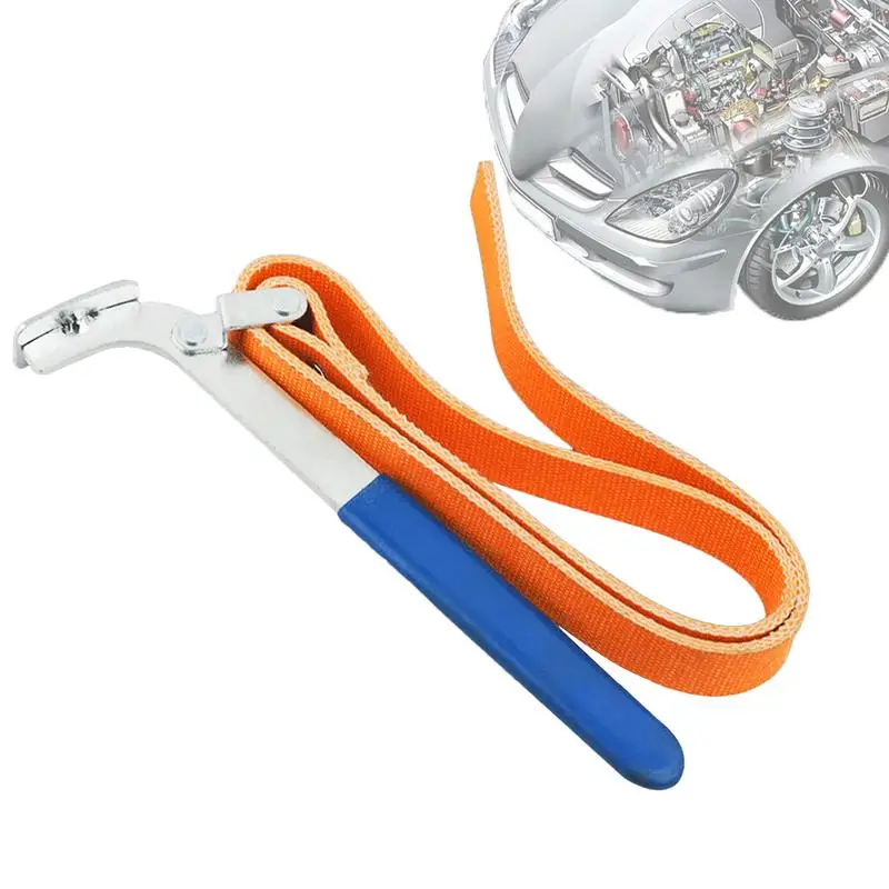 Oil Filter Strap Wrench Handle Heavy Duty Strap Wrench Adjustable Belt Wrench Multi-Purpose Oil Filter Wrench Change Removal