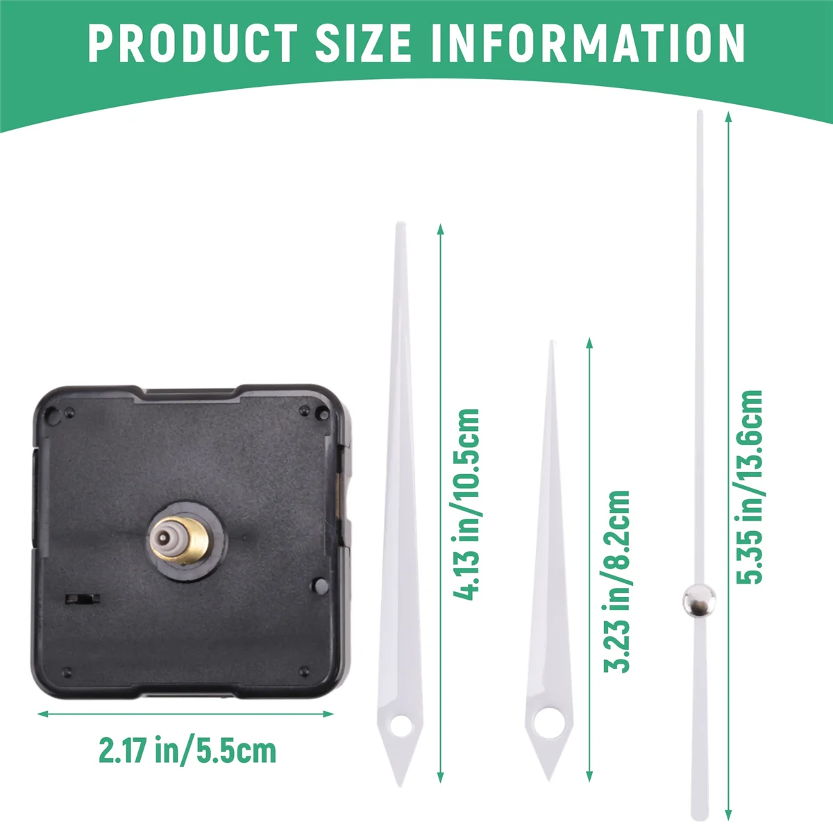 Mecanismo de relógio de alto torque DIY, espessura máxima do mostrador de 3/10 polegadas, comprimento total do eixo de 4/ 5 polegadas (branco)