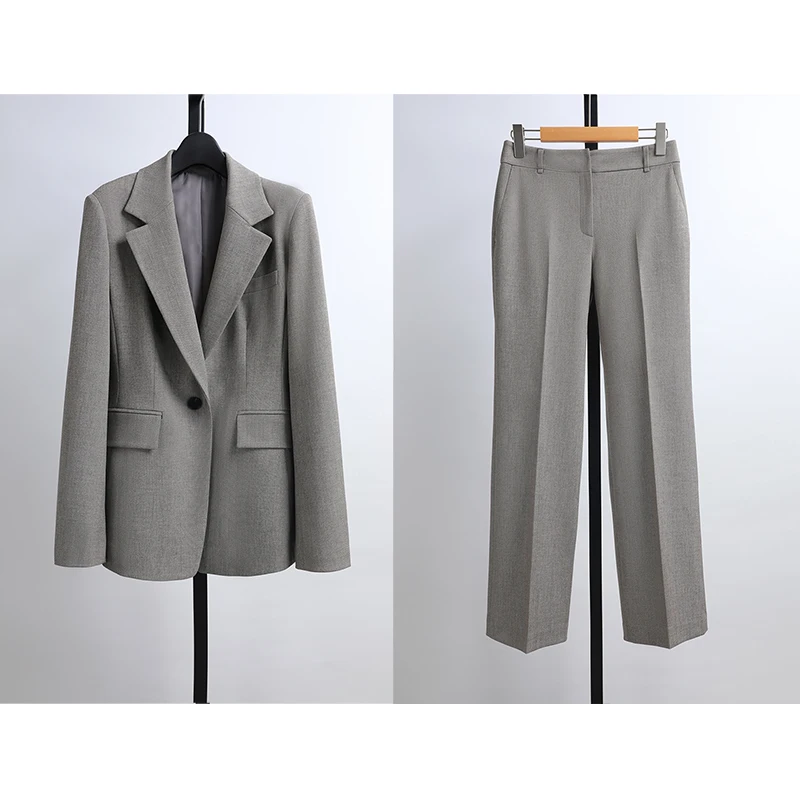 

Новый женский костюм Awei Spring: прямые брюки с эффектом утяжки талии и эластичный топ с длинным рукавом из смесового полиэстера, комплект из 2 предметов.