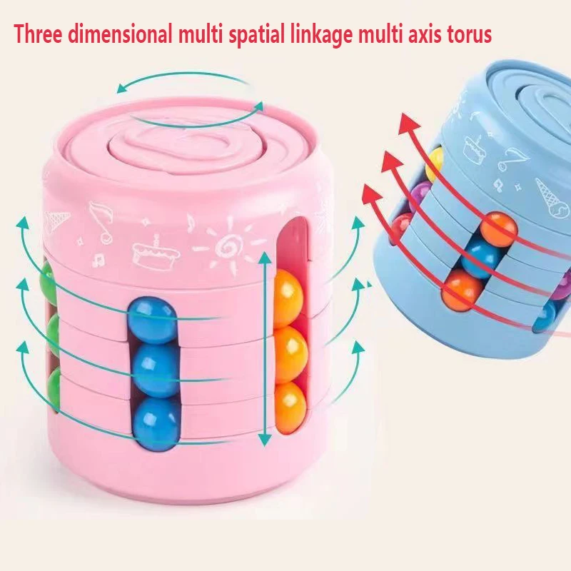 3D Cylinder Cube Toy Bottle Shape Bean Gyro Rotate Slide Puzzle Games Kids Educational Montessori Infant Toys Baby Shower Gifes