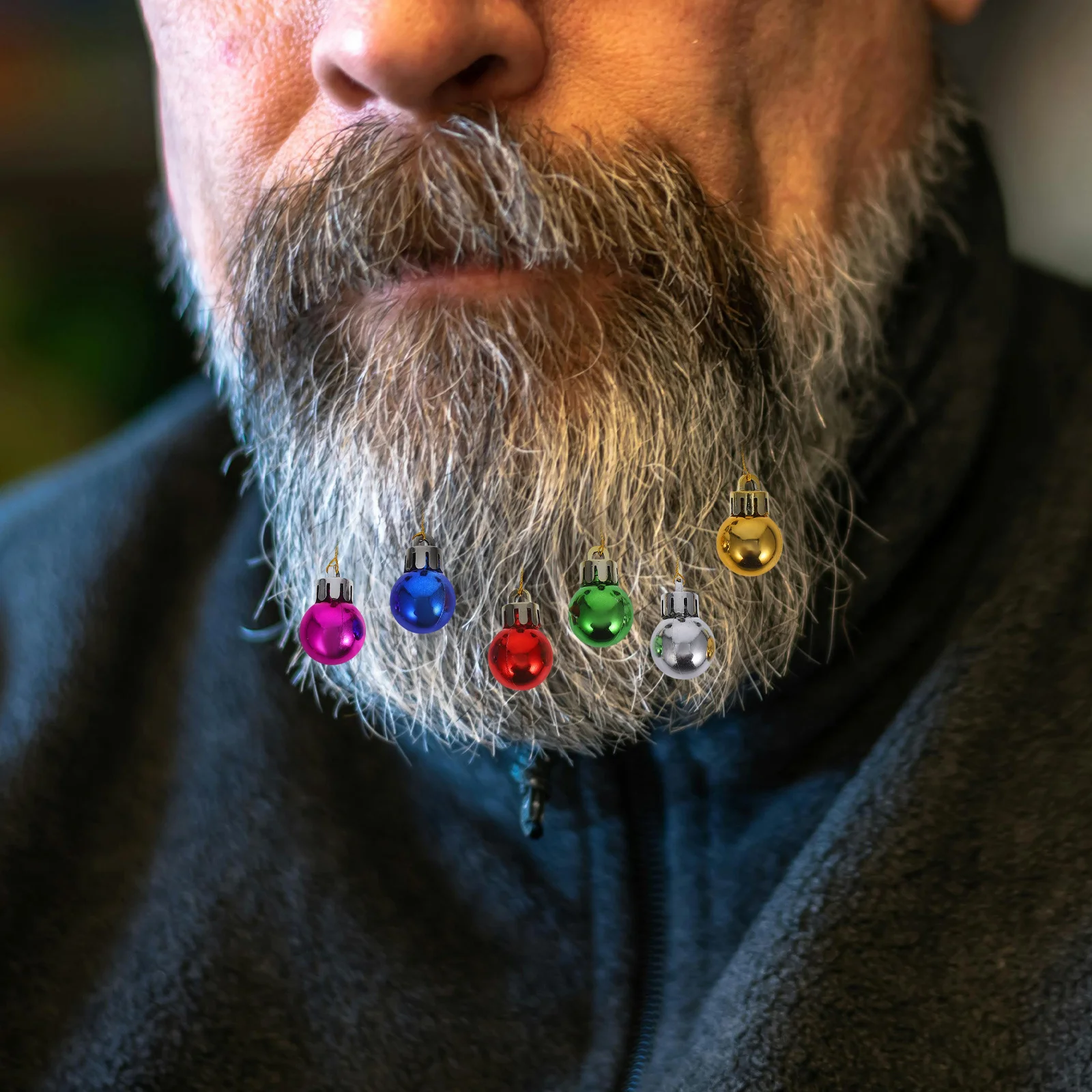 12 قطعة عيد الميلاد الكرة اللحية كليب الملونة الوجه الشعر الحلي احتفالي اللحية ديكور عطلة حفلة ملحق عيد الميلاد هدية للرجال #2