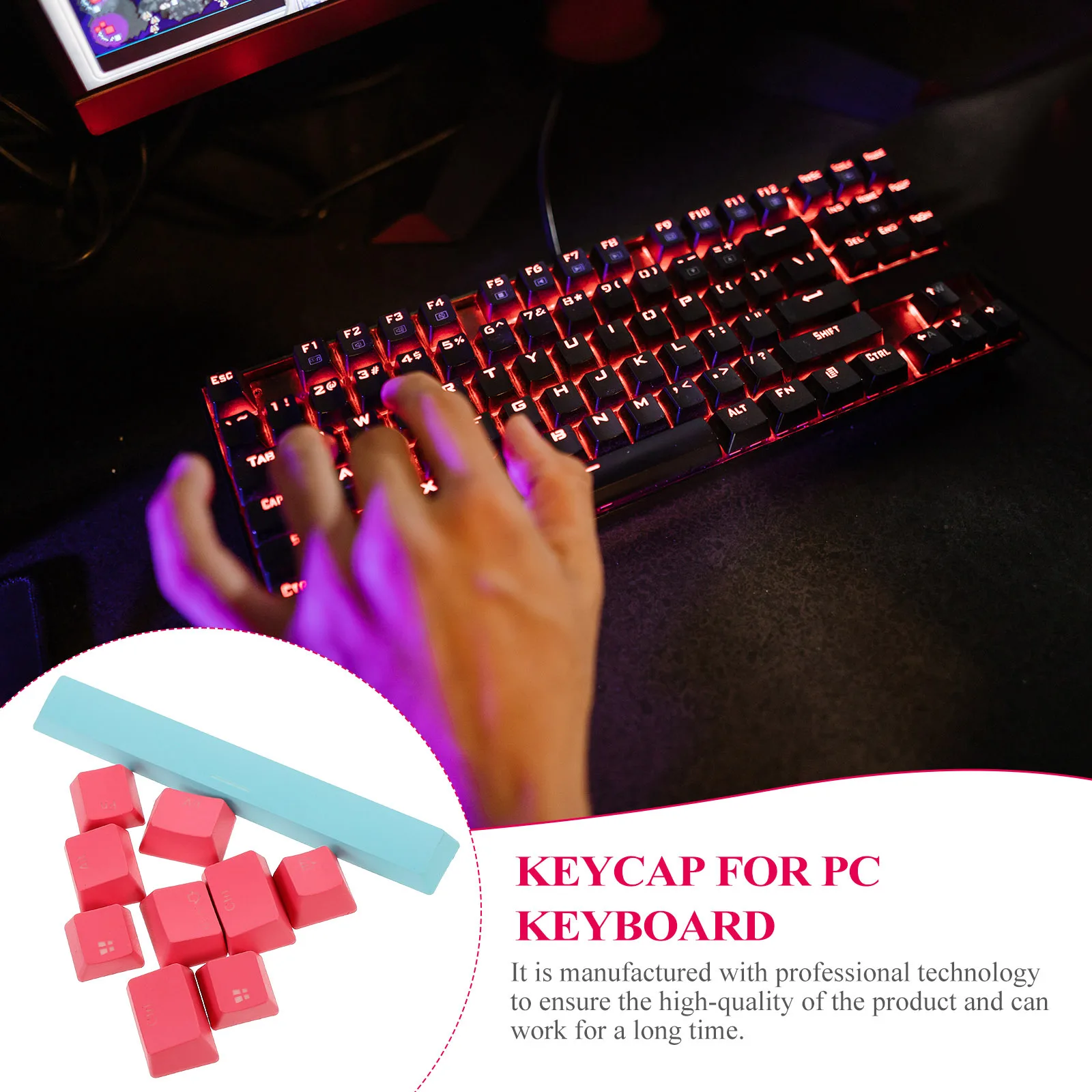 

8Pcs Compatible Mechanical Keyboard Keycaps Comfortable Hand Feeling High Reliability Long Lasting Replacement