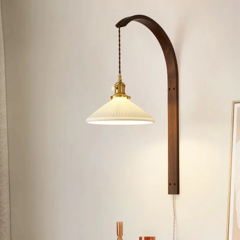 الرجعية النمط الياباني وابي سابي الرياح الرجعية الجوز مصباح B & B غرفة المعيشة حائط الخلفية غرفة نوم العتيقة السرير الجدار لام p