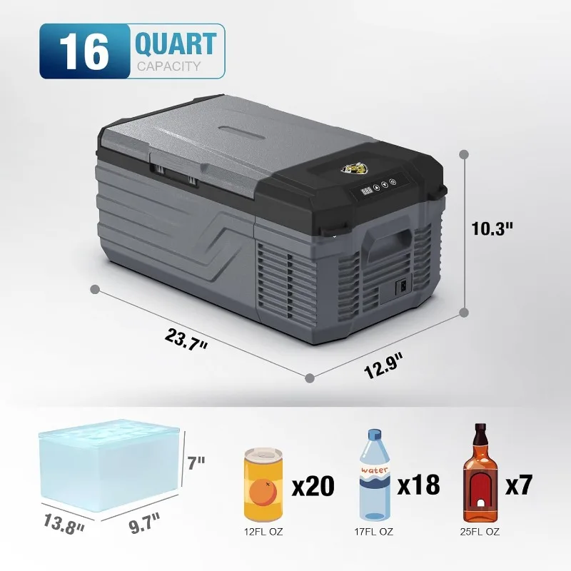 12 Volt Car Refrigerator, 16 Quart Electric Cooler, Portable Car Fridge for Outdoor Camping Travel, 12V/24V DC 110 image 5