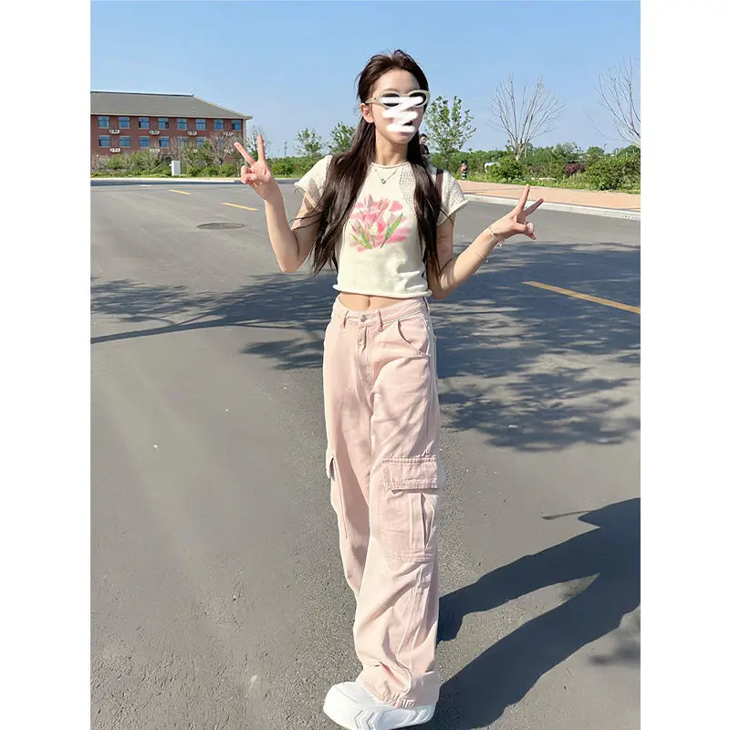 

Женские джинсы с высокой талией, прямого кроя, стройнящие фигуру, подчеркивающие изгибы, коллекция Весна/Лето 2024, цвет грязно-розовый, новинка.