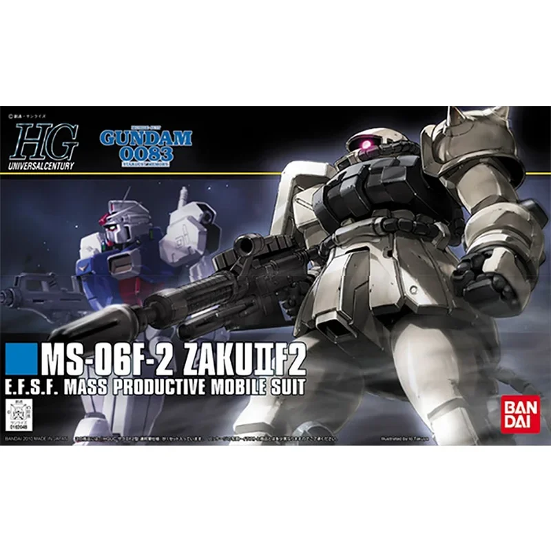 Bandai Original Gundam Model Kit Anime Figure HGUC 1/144 MS-06F-2 Zaku II F2 Action Figures Toys Collectible Gifts for Children