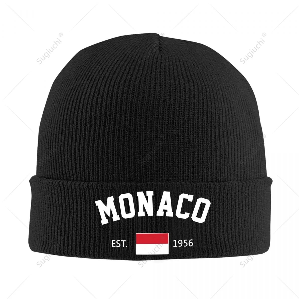 Knitted Hat Unisex Monaco EST.1956 Independence Day For Men Women Boys Winter Autumn Beanie Cap Warm Bonnet