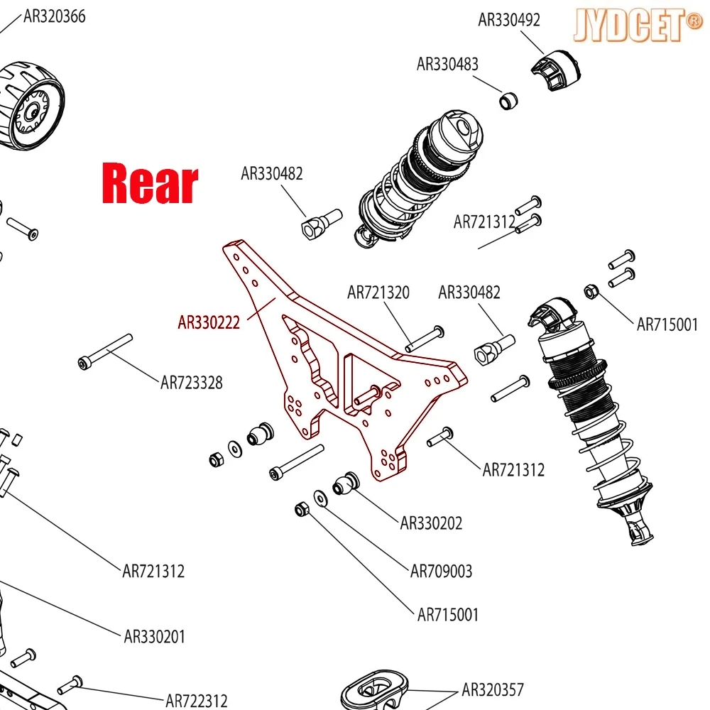 Tour d'amortisseur avant/arrière en aluminium, pour RC ARRMA 1/8 KRABOUTALION OUTCAST NOTORIOUS, # AR330220 # AR330222