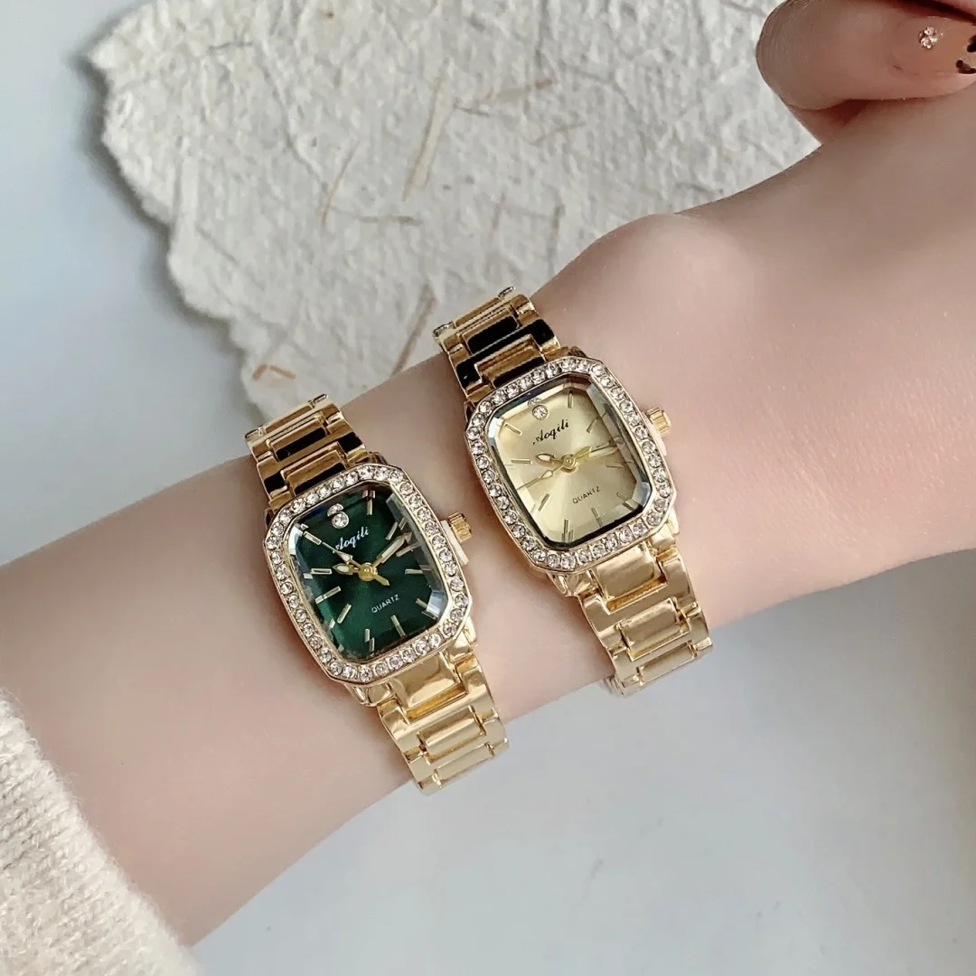 Moda pequeno mostrador quadrado relógios femininos senhoras relógio de quartzo relógios de pulso feminino vestido pulseira de ouro relógio feminino