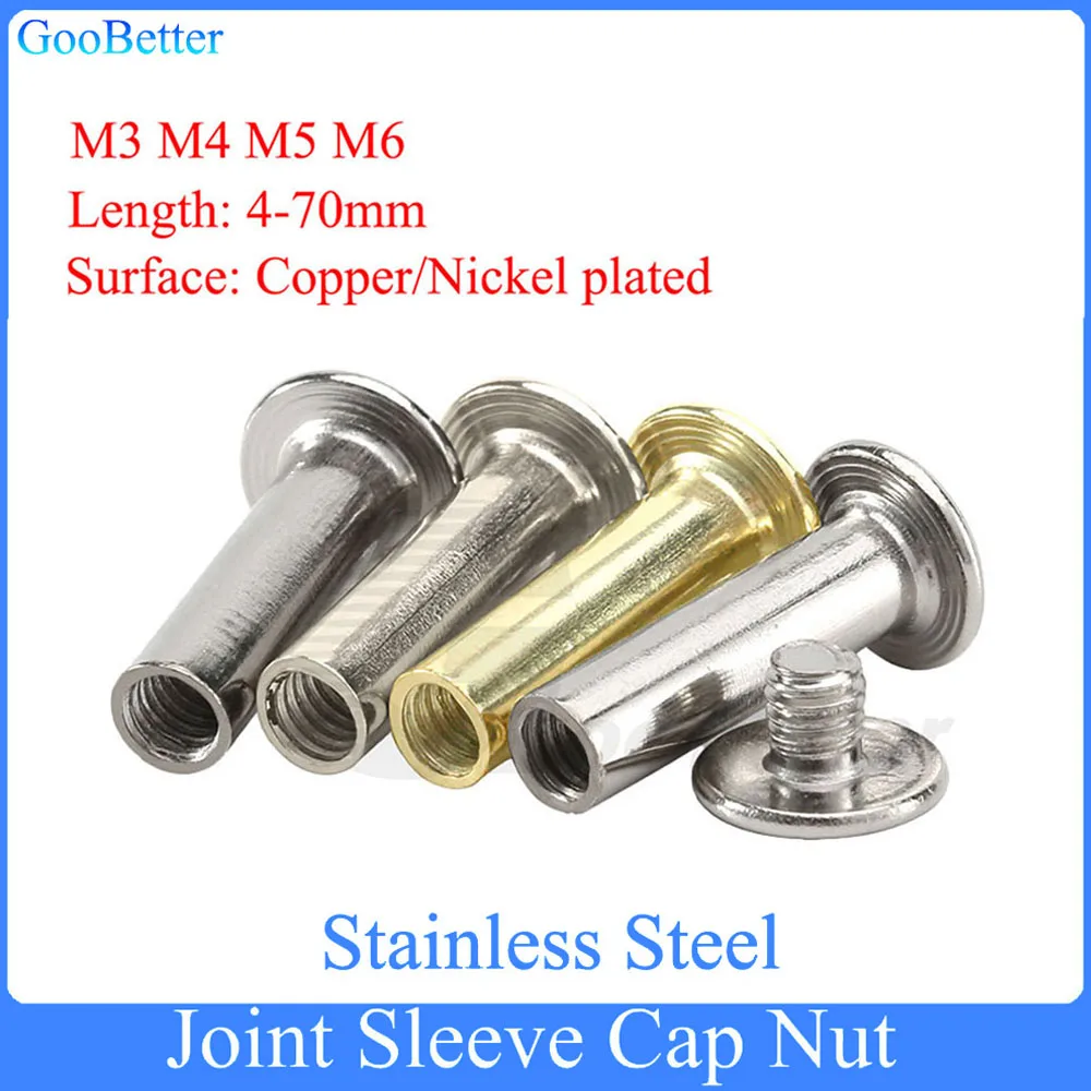 

1 Set M3 M4 M5 M6 Rivets Slotted Screw for DIY Photo Album Desk Menu Fasteners Child Mother Nail Joint Sleeve Cap Nut L=4-70mm