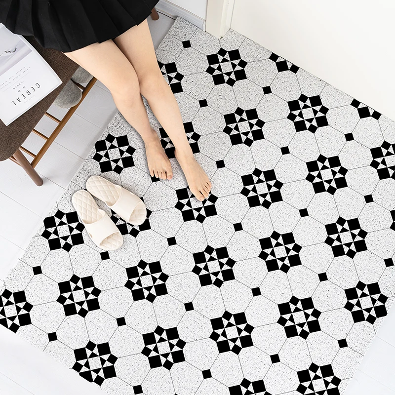 Black White Plaid Rug Shoes Scraper Doormat Anti Slip Door Mat Non-Slip Welcome Entrance Way Rug Floor Mats Bedroom Carpet Rugs