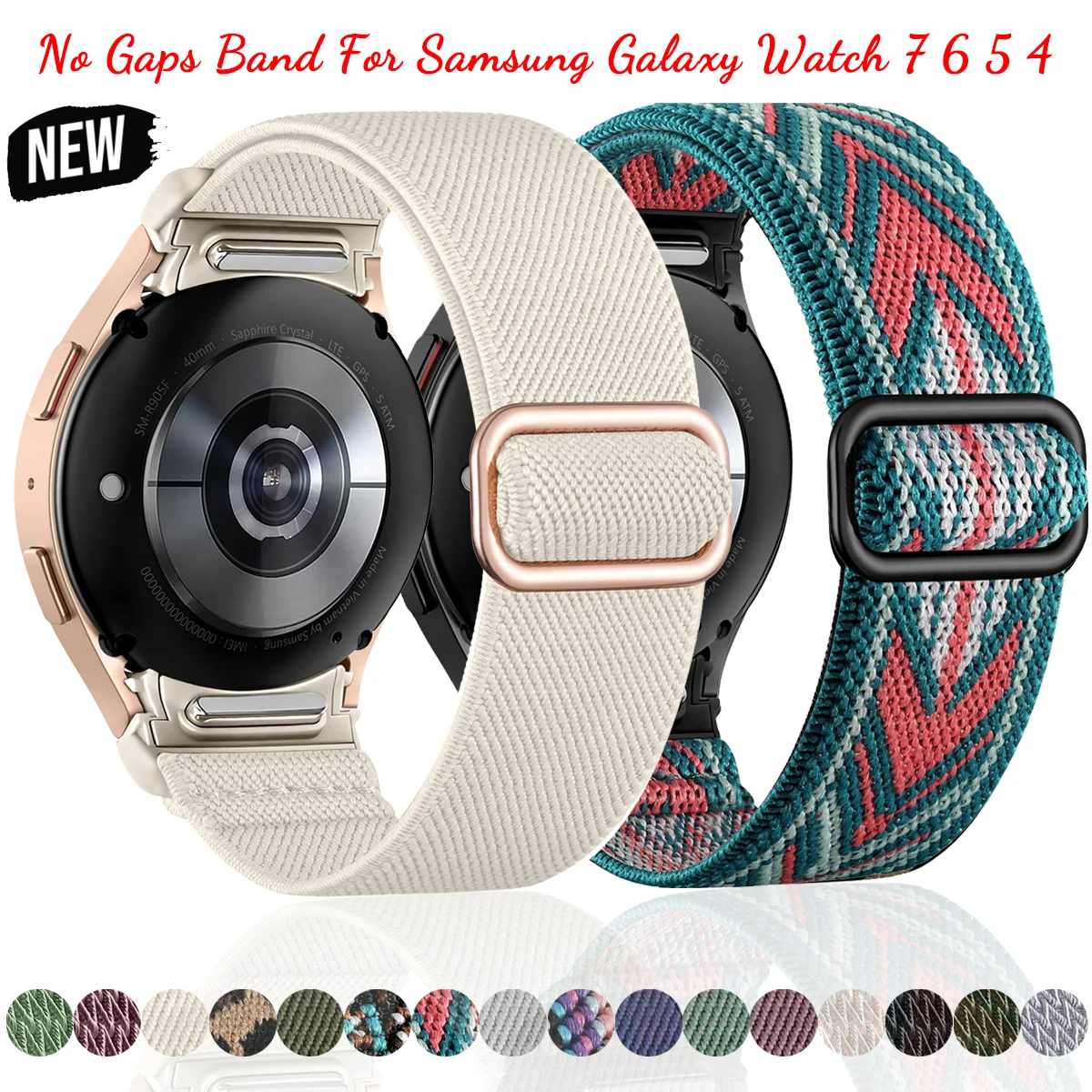 Эластичный ремешок для Samsung Galaxy Watch 7 6 5 4 40 мм 44 мм/5 pro 45 мм без зазоров нейлоновый браслет watch6 classic 47 мм 43 мм ремешок для часов7