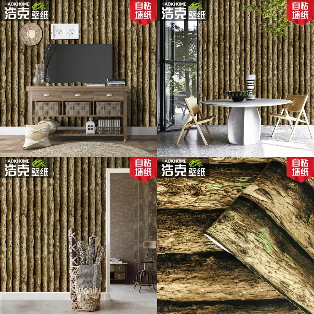 

Ретро самоклеящиеся обои из искусственного дерева из натурального дерева, коры, стикер на стену для чайного домика, ресторана, бара, ремонта дома