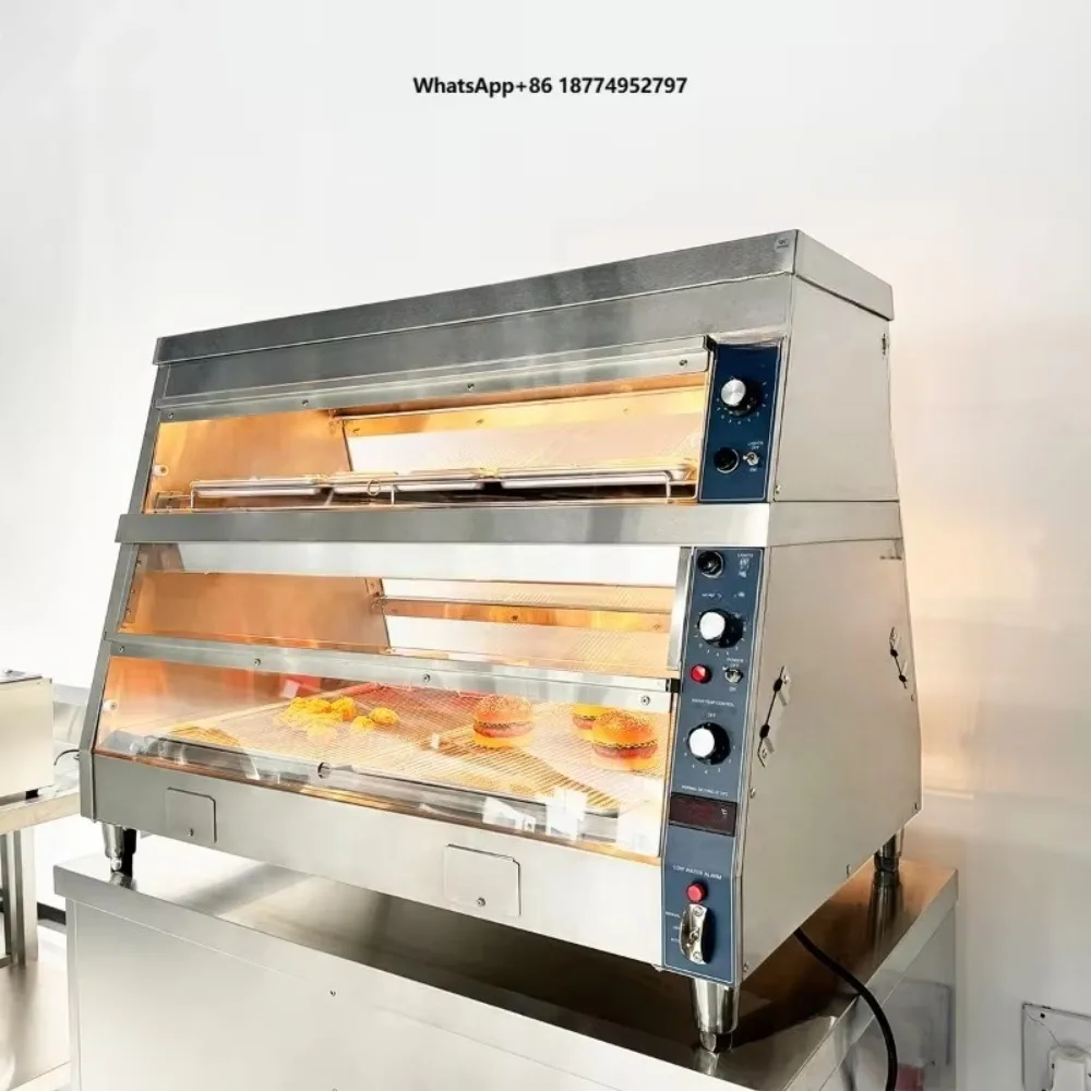 Commercial Catering Equipment Food Warmer Display Counter Glass Electric Heating Display Cabinet Hot Food Fried Chicken