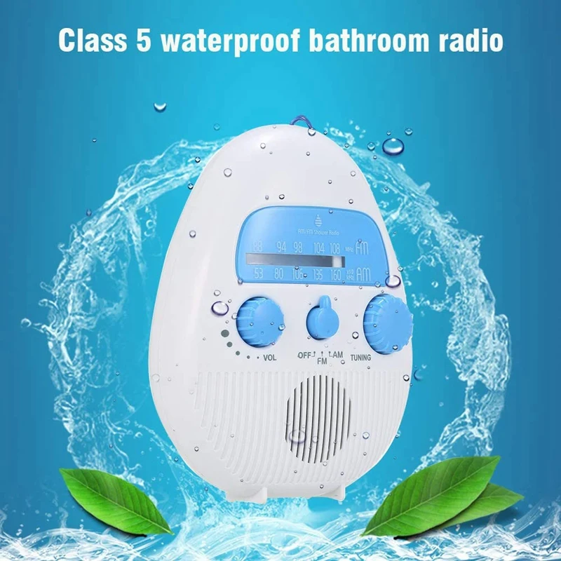 Audio impermeable portátil AM/FM Radio altavoz baño ducha Radios para el hogar baño al aire libre