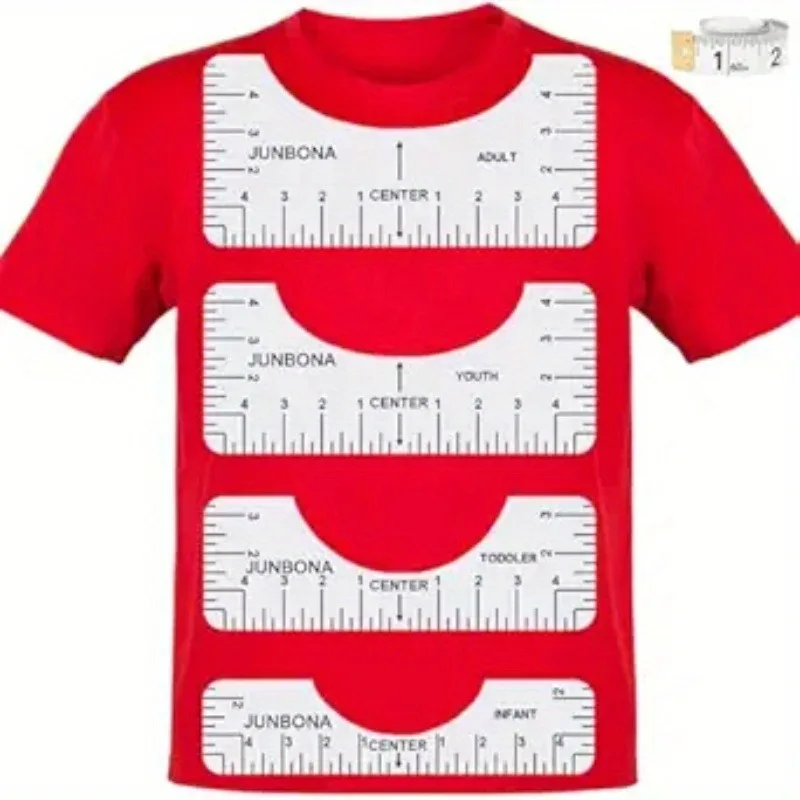4Pcs T-Shirt Alignment Ruler Graphics Tshirt Alignment Tool Tshirt Craft Ruler with Guide Tool for Making Measuring Tape Tools