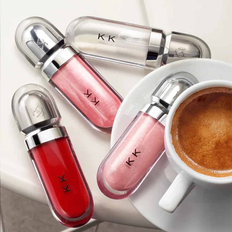 3D Hydra Lipgloss 2025, transparenter Lipgloss, Spiegel-Lippenstift, feuchtigkeitsspendend, glänzend, volle Lippen, verblasst nicht, Milchteebohnenpaste, Farbe