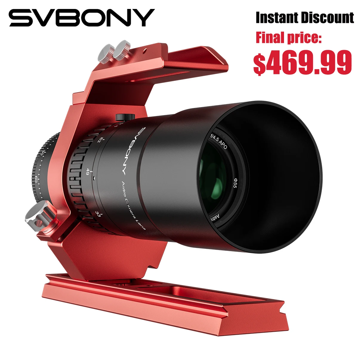 

Svbony SV545 Astronomical Telescope 203mm f/4.5 APO Petzval Refractor Astro Camera Lens FMC 360° Rotator for Deep-Sky Imaging