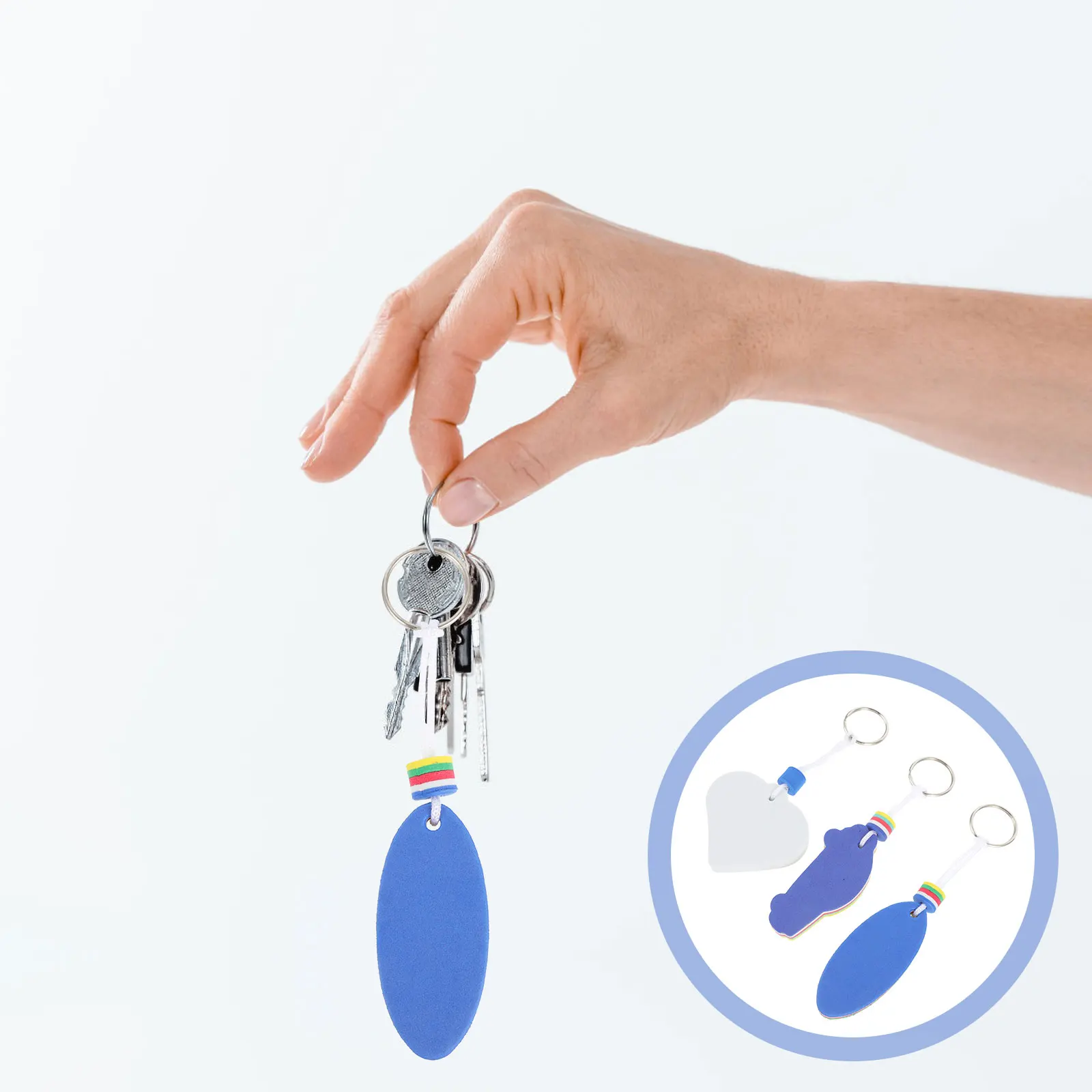

6 Pcs Inflatable Colorful Float Keychain Floaties Eva Keychains for Swimming